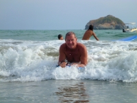 Lucky ruling the waves at Playa Manuel Antonio